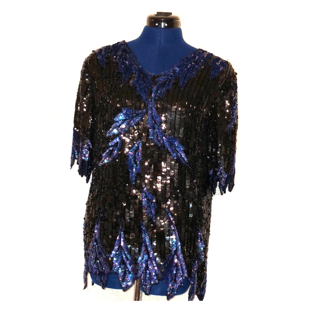 Vintage 100% Silk Beaded and Sequined fancy top